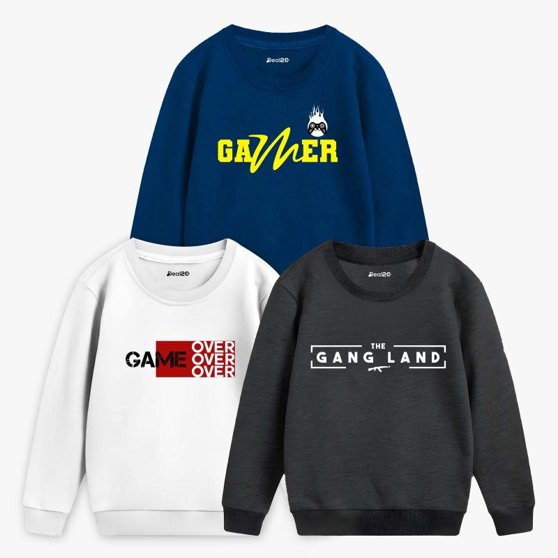 Pack of 3 Gamer Gang Printed Sweatshirt For Tween Kids