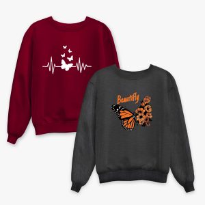 Pack of 2 Butterfly Beats Printed Sweatshirt For Women