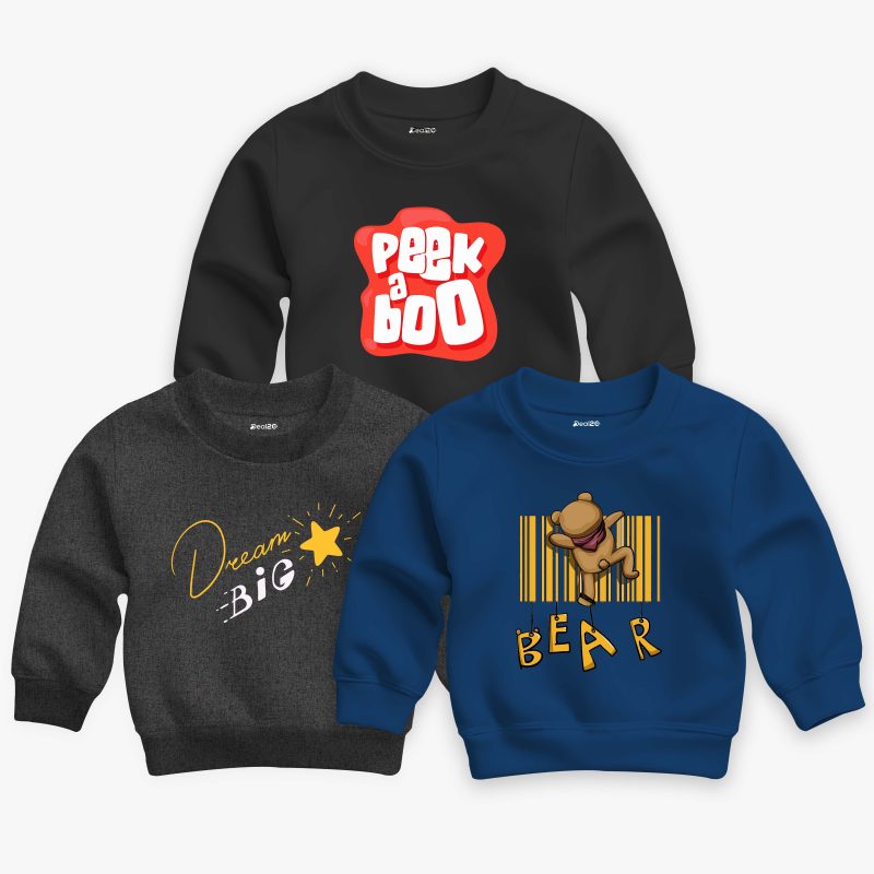 Pack of 3 Boo Big Bear Printed Sweatshirt For Young Kids