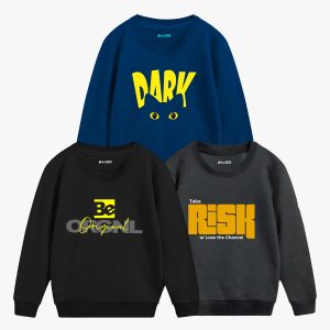 Pack of 3 Be Dark Risk Printed Sweatshirt For Tween Kids