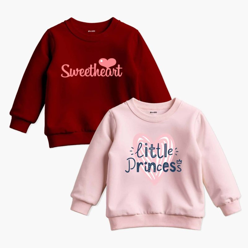 Pack of 2 Sweet Princess Printed Sweatshirt For Kids Pack of 2 Sweet Princess Printed Sweatshirt For Kids