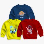 Pack of 3 Saturn Racket Printed Sweatshirt For Young Kids