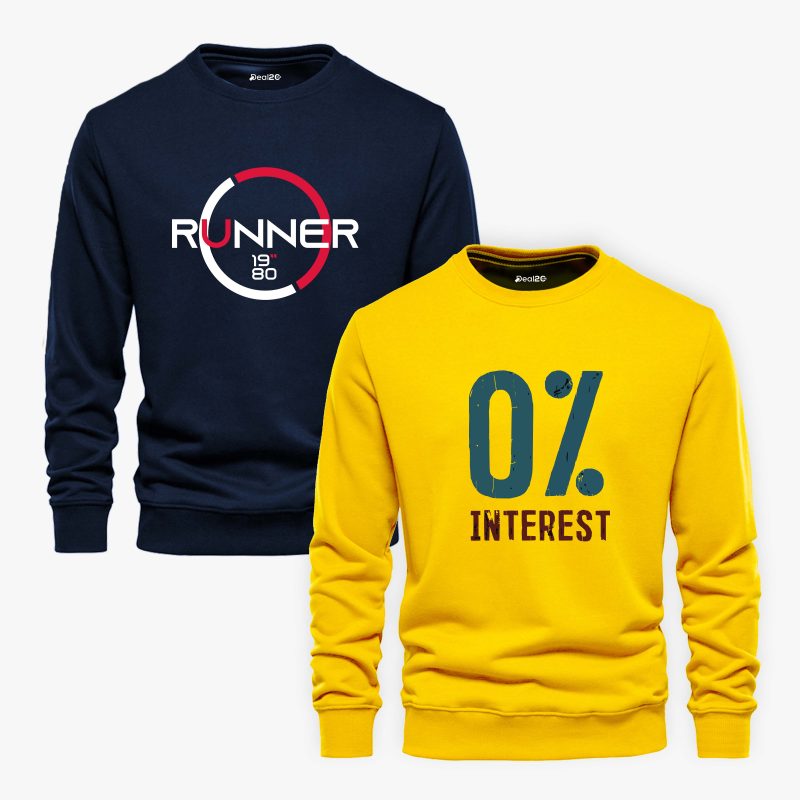 Pack of 2 Runner Interest Printed Sweatshirts For Men