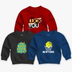 Pack of 3 New York Luck Printed Sweatshirt For Young Kids