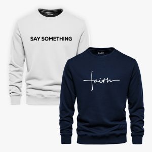 Pack of 2 Faith Someting Printed Sweatshirts For Men