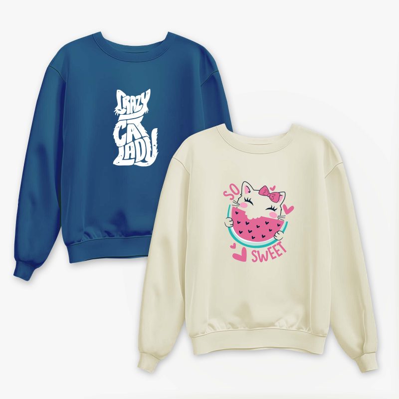 Pack of 2 Sweet Crazy Printed Sweatshirt For Women