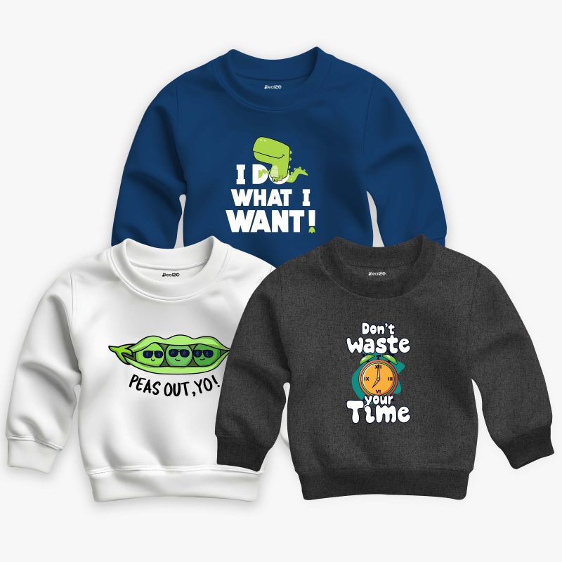 Pack of 3 Want Peas Out Printed Sweatshirt For Young Kids