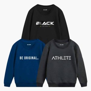 Pack of 3 Original Black Athlete Printed Sweatshirt For Tween Kids