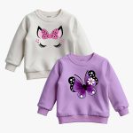 Pack of 2 Butterfly Cat Printed Sweatshirt For Kids