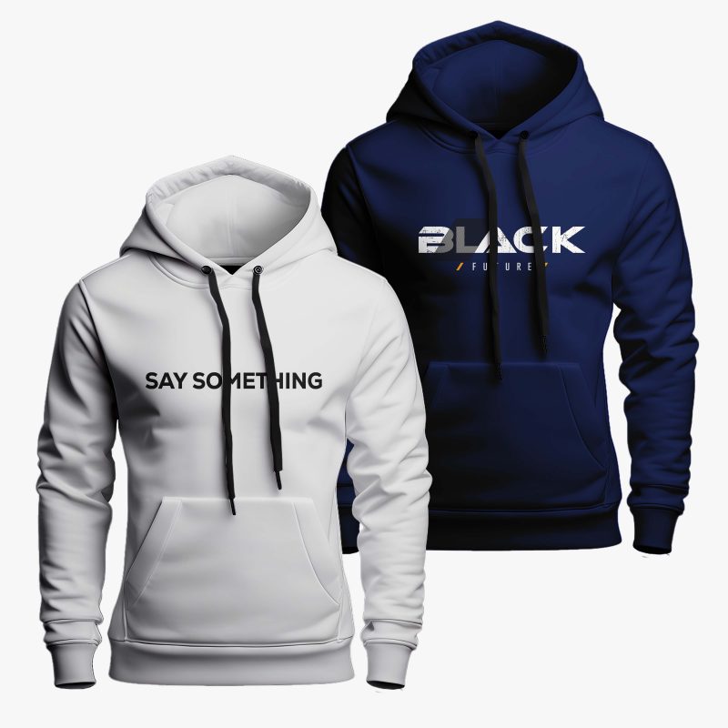 Pack of 2 Something Black Printed Hoodie For Men