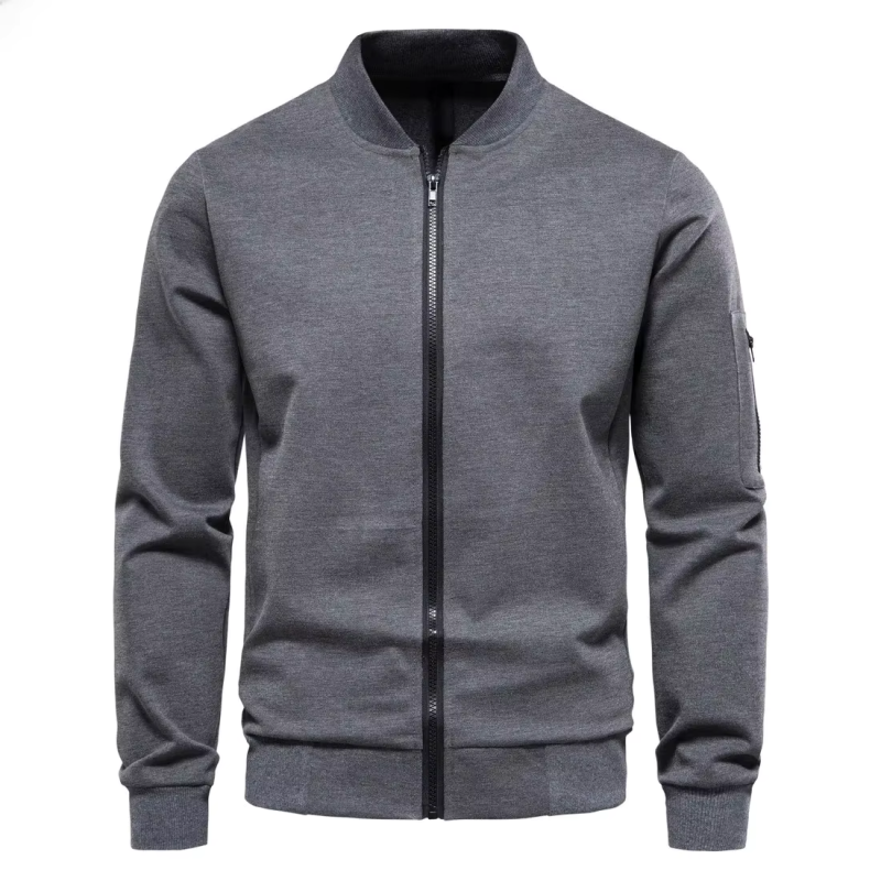 Stand Collar Casual Zipper Jacket For Men