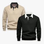 Pack of 2 Men Multicolor Polo Collar Long Sleeves Sweatshirt