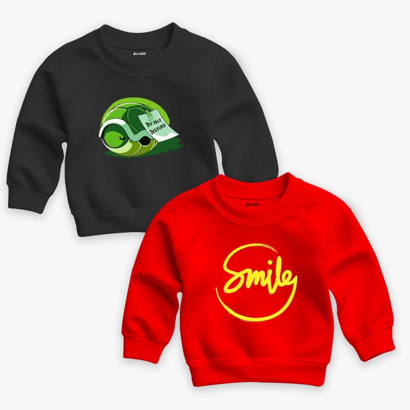 Pack of 2 Do Not Smile Printed Sweatshirt For Young Kids