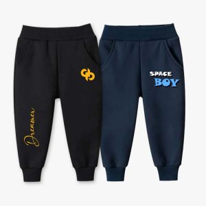 Pack of 2 Dreamer Space Printed Fleece Kids Long Sweatpants