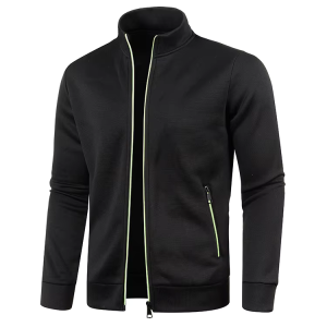 Mens Black Zipper Long Sleeves Fashion Top Sweater Coat