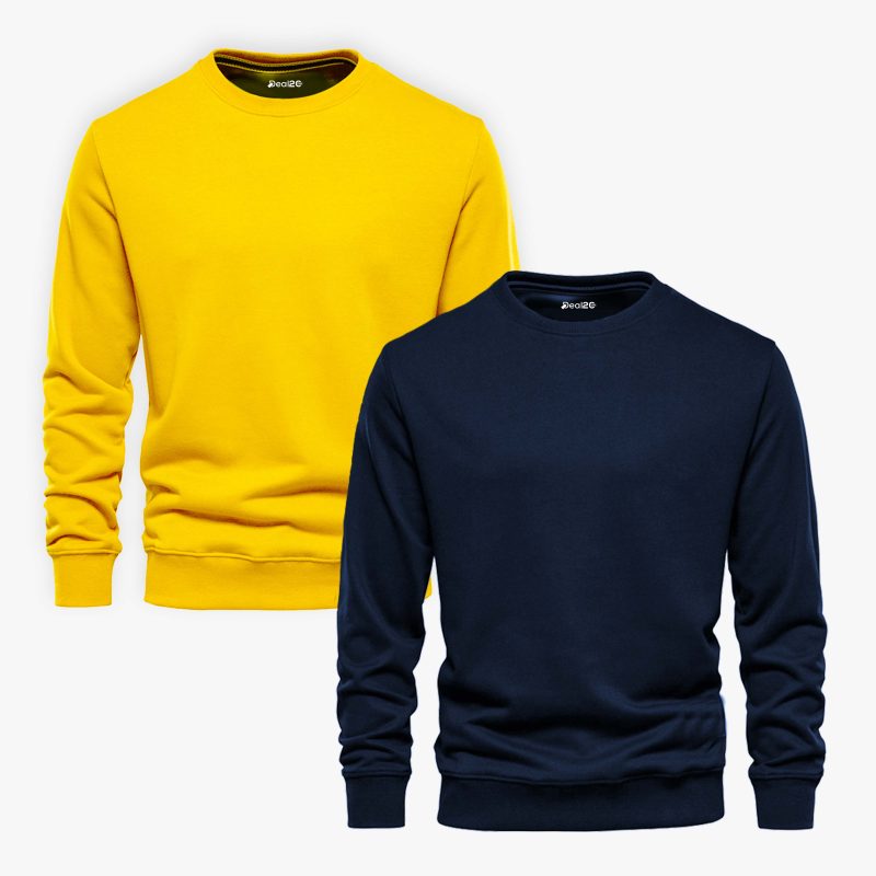 Bundle of 2 Yellow and Navy Blue Sweatshirts For Men