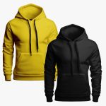 Pack of 2 Black and Yellow Basic  Hoodie For Men