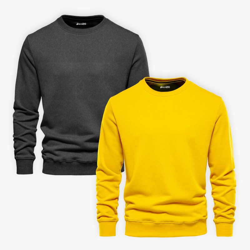 Bundle of 2 Yellow and Charcoal Sweatshirts For Men