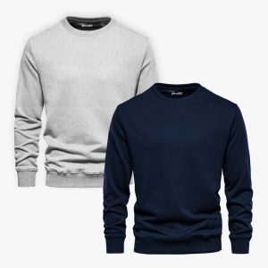 Bundle of 2 Navy Blue and Heather Grey Sweatshirts For Men