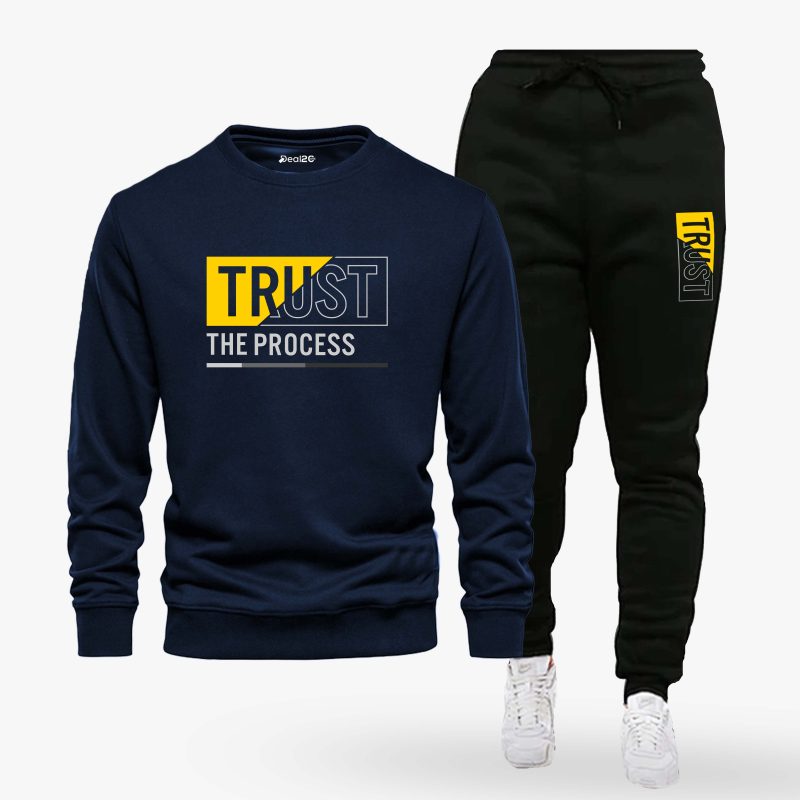 Trust the Process Contrast Printed Winter Tracksuit For Men