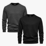 Bundle of 2 Black and Charcoal Basic Sweatshirts For Men