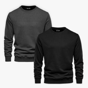 Bundle of 2 Black and Charcoal Basic Sweatshirts For Men