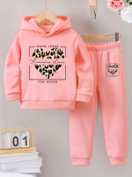 Hand Loose Printed Winter Casual Comfort Warm Hooded Tracksuit For Girls