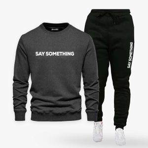 Say Something CB Contrast Printed Winter Tracksuit For Men