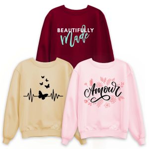 Pack of 3 Beautifully Butterfly Beat Printed Sweatshirt For Women