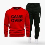 Game Over Contrast Printed Winter Tracksuit For Men