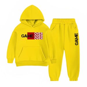 Game Over Printed Hooded Tracksuit For Young Kids