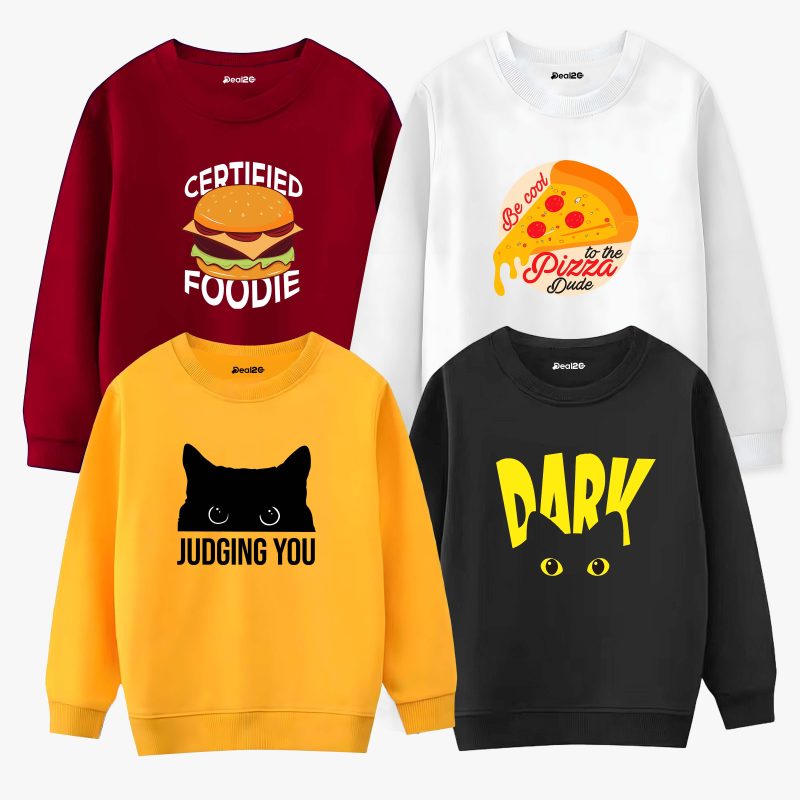 Pack of 4 Dark Certified Dude Printed Sweatshirt For Girls