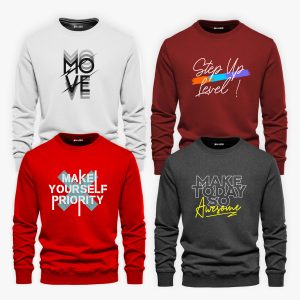 Pack of 4 Step Move Make Yourself Printed Sweatshirts For Men