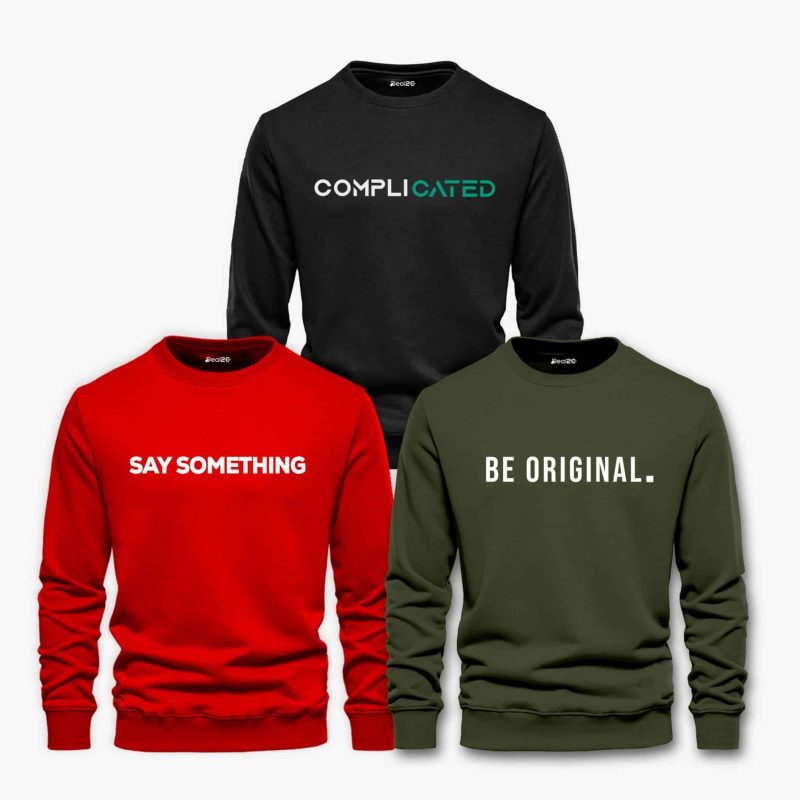 a group of sweaters with words on them