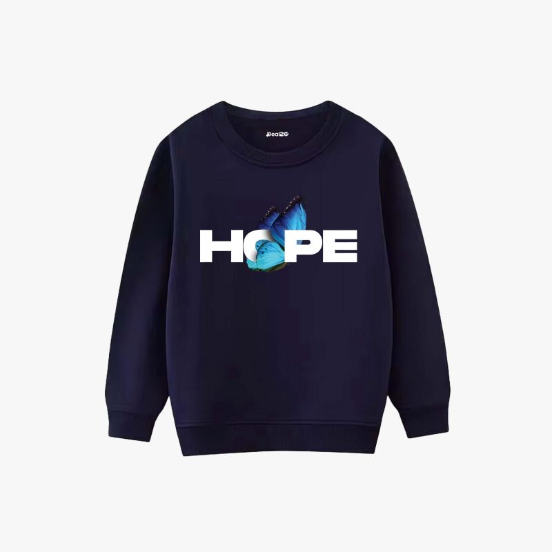 Hope Butterfly Printed Winter Sweatshirt For Girls