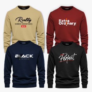 Pack of 4 Extra Perfect Black Reality Printed Sweatshirts For Men