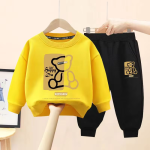 Cartoon Bear Printed Sweatshirt Tracksuit For Kids