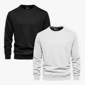 Bundle of 2 Black and White Basic Sweatshirts For Men