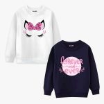 Pack of 2 Forever Cat Eyes Printed Sweatshirt For Kids