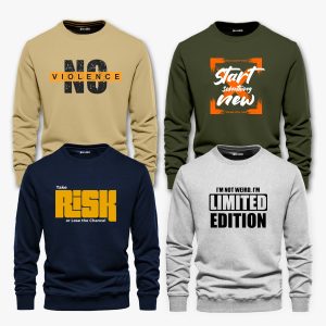 Pack of 4 Start Limited Risk Violence Printed Sweatshirts For Men