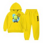 Tennis Ball Printed Hooded Tracksuit For Young Kids