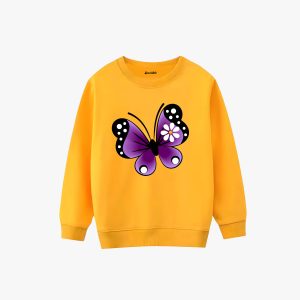 Butterfly Printed Winter Sweatshirt For Girls