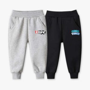 Pack of 2 Hore Vibes Printed Fleece Kids Long Sweatpants