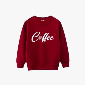 Coffee Bean Printed Winter Sweatshirt For Girls