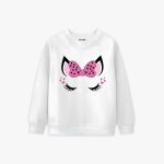 Cat Eye Printed Winter Sweatshirt For Girls