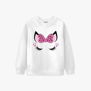 Cat Eye Printed Winter Sweatshirt For Girls