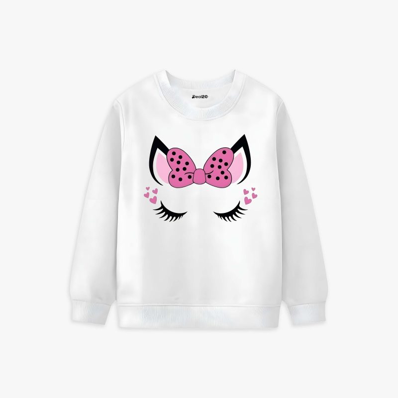 Cat Eye Printed Winter Sweatshirt For Girls