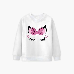 Cat Eye Printed Winter Sweatshirt For Girls