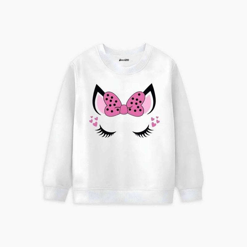 Cat Eye Printed Winter Sweatshirt For Girls