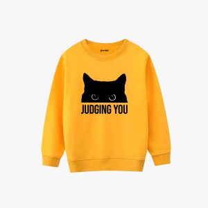 Cat Judging You Printed Winter Sweatshirt For Girls